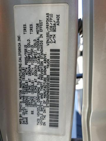 5TEGN92N82Z021629 - 2002 TOYOTA TACOMA DOUBLE CAB PRERUNNER GOLD photo 12