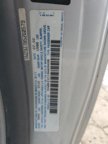 3VWBK21C13M409498 - 2003 VOLKSWAGEN NEW BEETLE GL 银色 照片 12