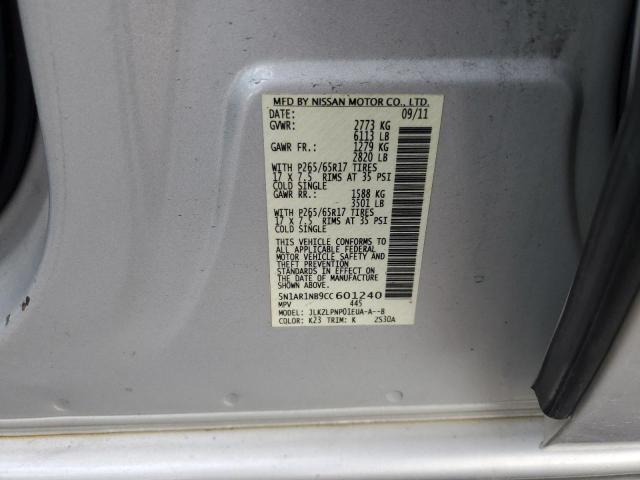 5N1AR1NB9CC601240 - 2012 NISSAN PATHFINDER S SILVER photo 13