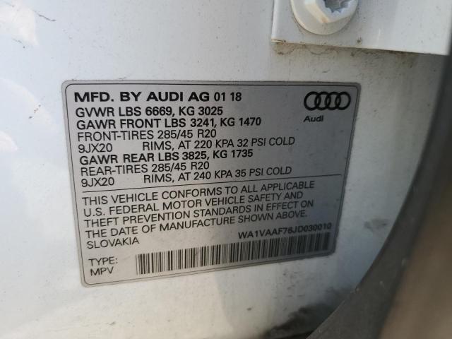 WA1VAAF76JD030010 - 2018 AUDI Q7 PRESTIGE 白色 照片 12
