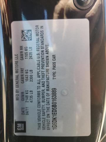 1G6DK1ED5B0163889 - 2011 CADILLAC CTS PERFORMANCE COLLECTION Черный фото 12