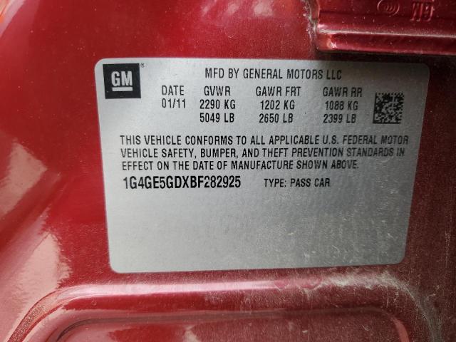 1G4GE5GDXBF282925 - 2011 BUICK LACROSSE CXS MAROON photo 12