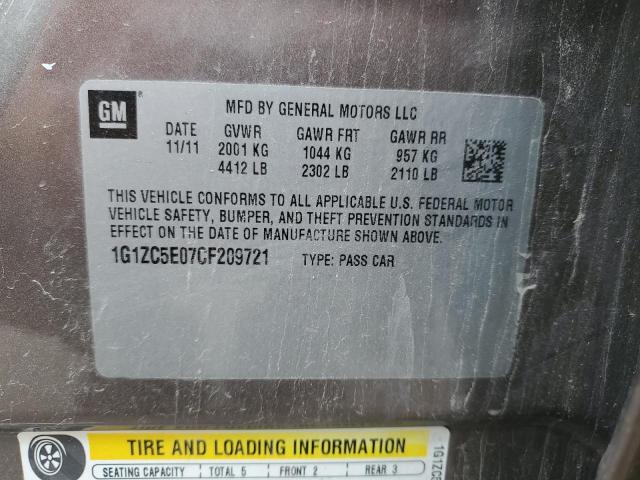 1G1ZC5E07CF209721 - 2012 CHEVROLET MALIBU 1LT 灰色 照片 12