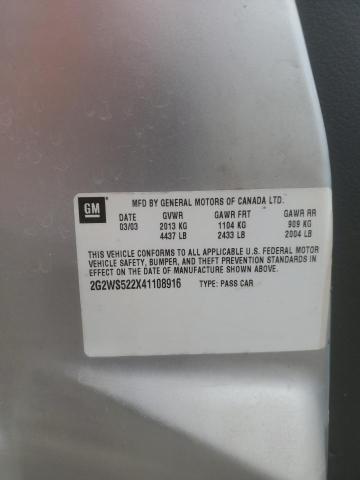 2G2WS522X41108916 - 2004 PONTIAC GRAND PRIX GT2 ვერცხლისფერი ფოტო 13