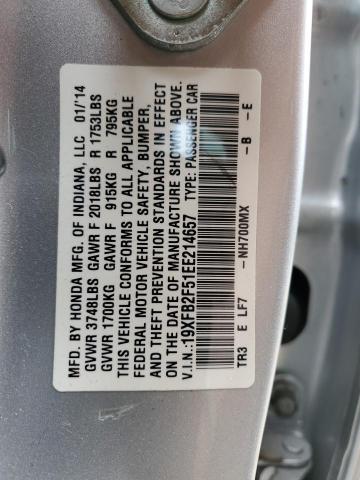 19XFB2F51EE214657 - 2014 HONDA CIVIC LX SILVER photo 12