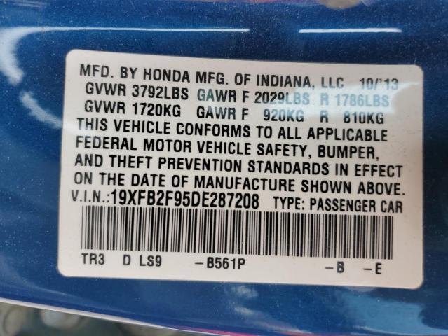 19XFB2F95DE287208 - 2013 HONDA CIVIC EXL 蓝色 照片 13