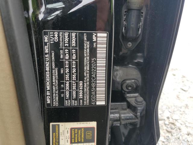 4JGDA5HB2CA022075 - 2012 MERCEDES-BENZ ML 350 4MATIC BLACK photo 13