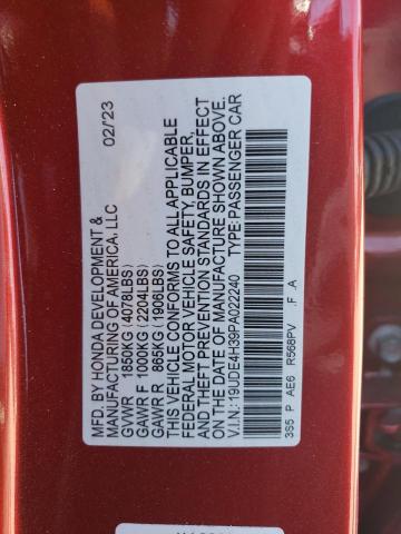 19UDE4H39PA022240 - 2023 ACURA INTEGRA A-SPEC RED photo 12