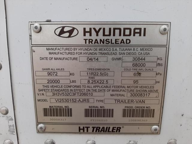 3H3V532C3FT206010 - 2015 HYUNDAI TRAILER WHITE photo 10