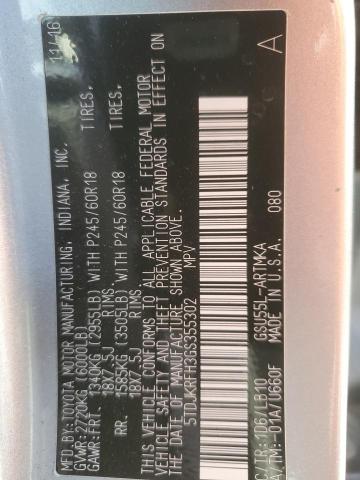 5TDJKRFH3GS355302 - 2016 TOYOTA HIGHLANDER XLE SILVER photo 14