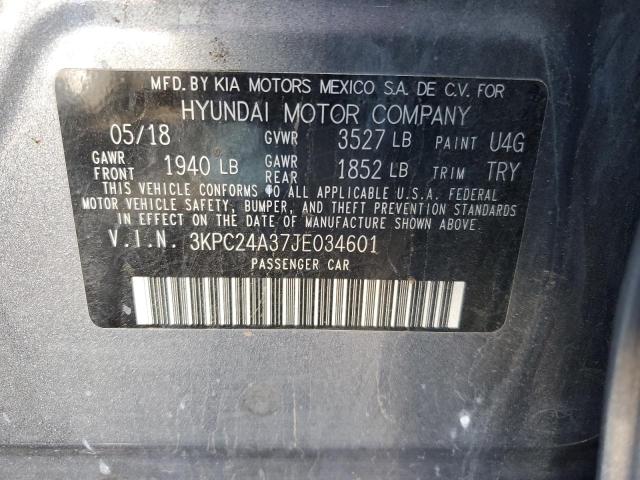 3KPC24A37JE034601 - 2018 HYUNDAI ACCENT SE GRAY photo 12