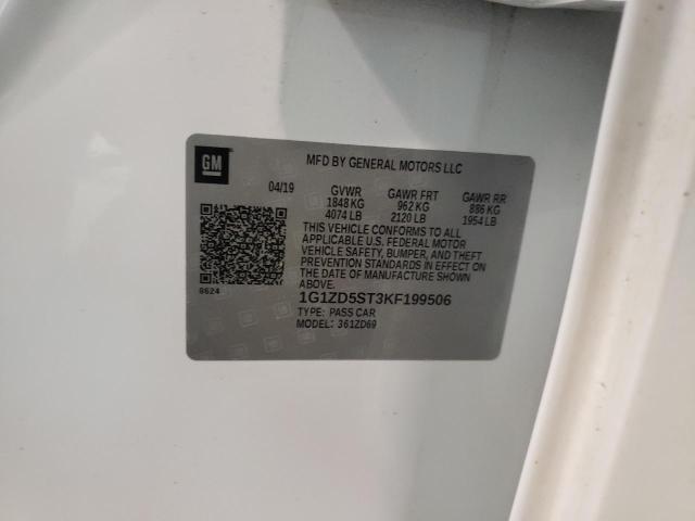 1G1ZD5ST3KF199506 - 2019 CHEVROLET MALIBU LT WHITE photo 13