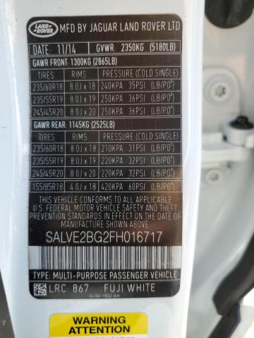 SALVE2BG2FH016717 - 2015 LAND ROVER RANGE ROVE AUTOBIOGRAPHY WHITE photo 13