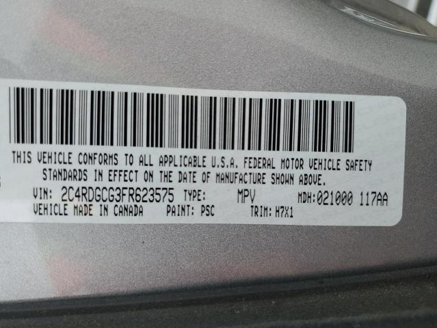 2C4RDGCG3FR623575 - 2015 DODGE GRAND CARA SXT SILVER photo 13