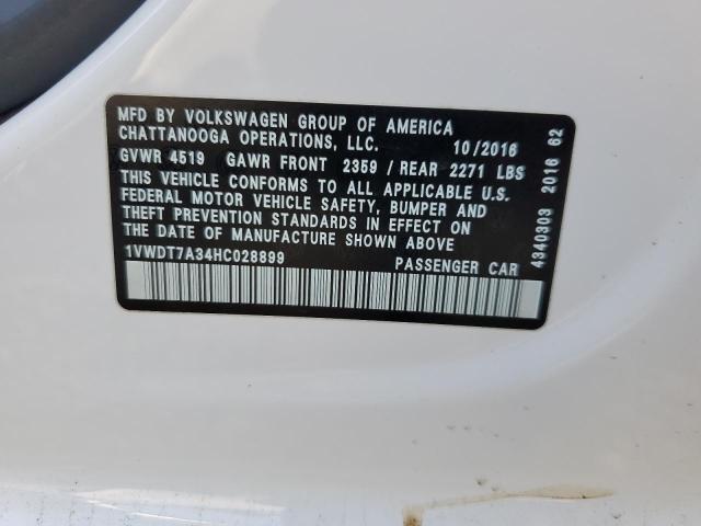 1VWDT7A34HC028899 - 2017 VOLKSWAGEN PASSAT R-LINE თეთრი ფოტო 12