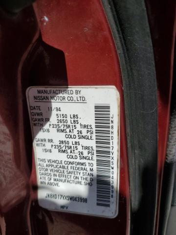 JN8HD17YXSW043998 - 1995 NISSAN PATHFINDER LE RED photo 13