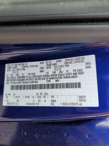 1FMCU0F72GUC38792 - 2016 FORD ESCAPE S BLUE photo 12