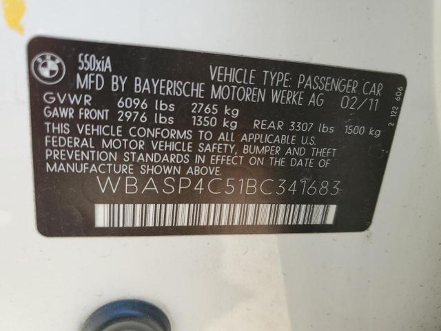 WBASP4C51BC341683 - 2011 BMW 550 XIGT MAROON photo 12