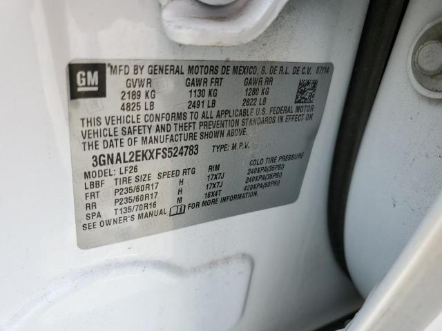 3GNAL2EKXFS524783 - 2015 CHEVROLET CAPTIVA LS თეთრი ფოტო 12