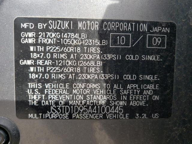 JS3TD1D95A4100445 - 2010 SUZUKI GRAND VITA JLX GRAY photo 13