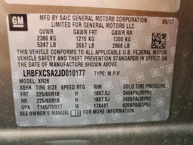 LRBFXCSA2JD010177 - 2018 BUICK ENVISION PREFERRED BROWN photo 13