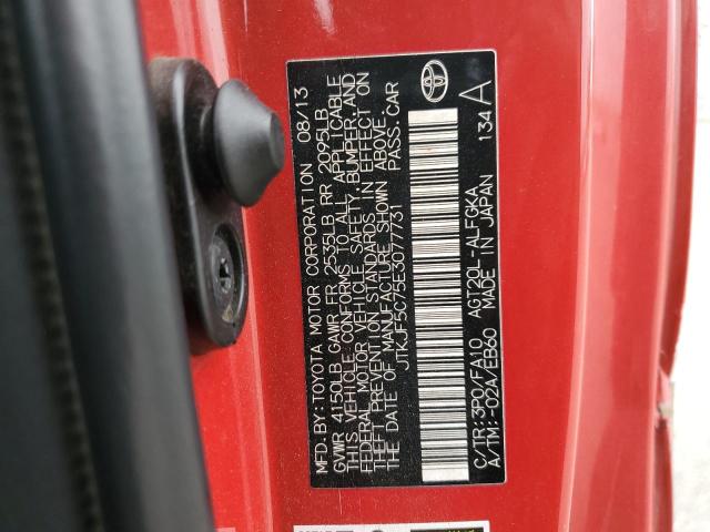 JTKJF5C75E3077731 - 2014 TOYOTA SCION TC 红色 照片 12