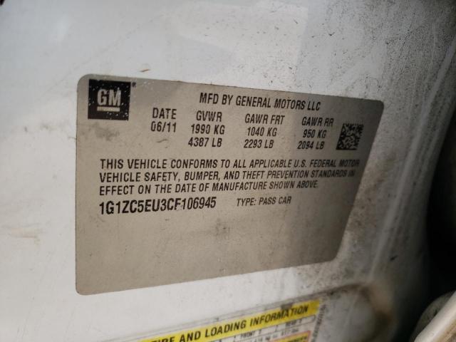 1G1ZC5EU3CF106945 - 2012 CHEVROLET MALIBU 1LT WHITE photo 12