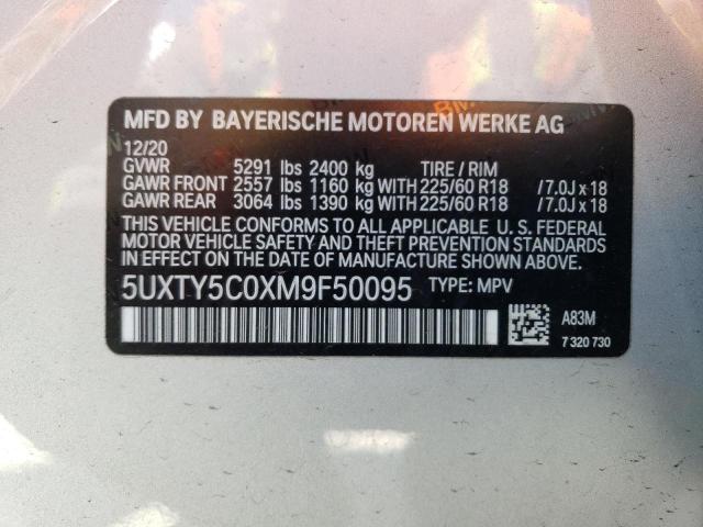 5UXTY5C0XM9F50095 - 2021 BMW X3 XDRIVE30I SILVER photo 14