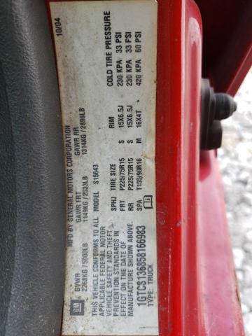 1GTCS136858166983 - 2005 GMC CANYON RED photo 12