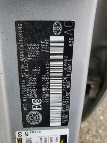 2T1BR32E56C657139 - 2006 TOYOTA COROLLA CE SILVER photo 13