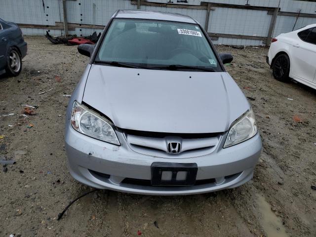 1HGES16355L008304 - 2005 HONDA CIVIC DX VP Արծաթագույն լուսանկար 5