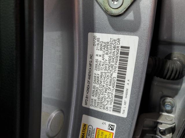 1HGCV1F11LA052273 - 2020 HONDA ACCORD LX SILVER photo 12