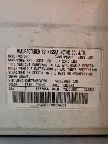 JNKAJ09E78M304784 - 2008 INFINITI EX35 BASE Սպիտակ լուսանկար 12