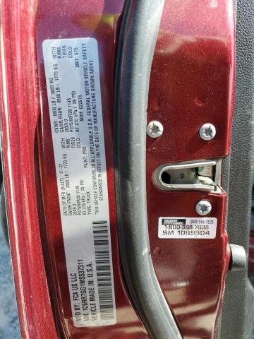 1C6RR7GG1MS537311 - 2021 RAM 1500 CLASS SLT მუქწითელი ფოტო 12