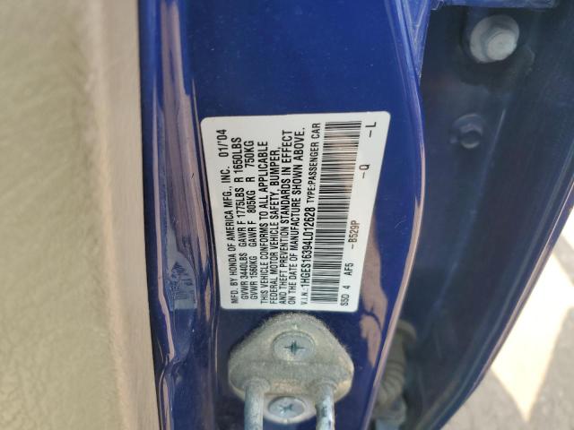 1HGES16394L012628 - 2004 HONDA CIVIC DX VP BLUE photo 12