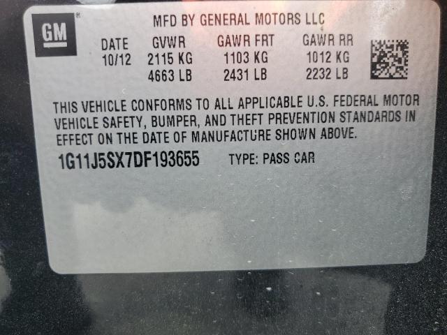 1G11J5SX7DF193655 - 2013 CHEVROLET MALIBU LTZ შავი ფოტო 12