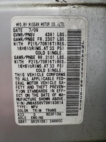 JN8AS58V79W193614 - 2009 NISSAN ROGUE S SILVER photo 13