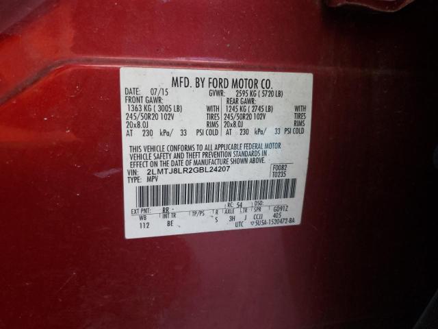 2LMTJ8LR2GBL24207 - 2016 LINCOLN MKX RESERVE 栗色 照片 13