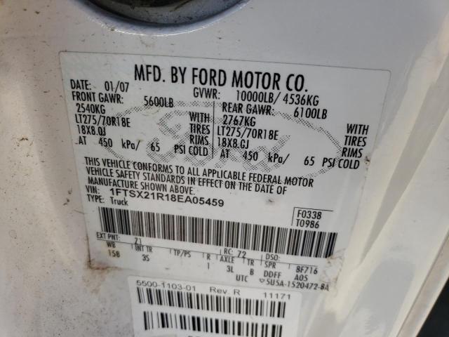 1FTSX21R18EA05459 - 2008 FORD F250 SUPER DUTY WHITE photo 12