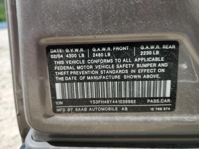 YS3FH46Y441039982 - 2004 SAAB 9-3 AERO GRAY photo 13