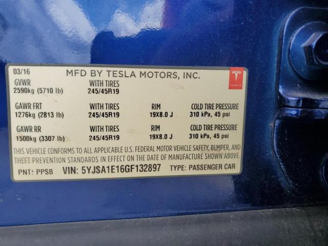 5YJSA1E16GF132897 - 2016 TESLA MODEL S 蓝色 照片 13