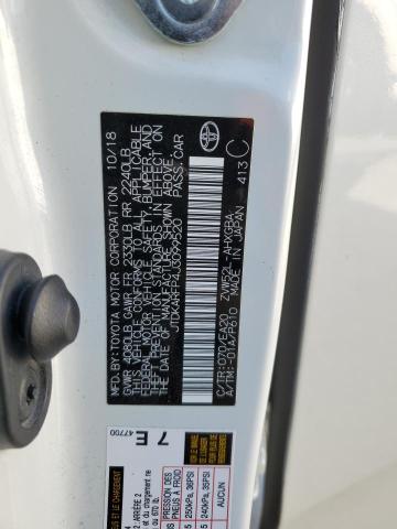 JTDKARFP4J3099520 - 2018 TOYOTA PRIUS PRIM 白色 照片 12