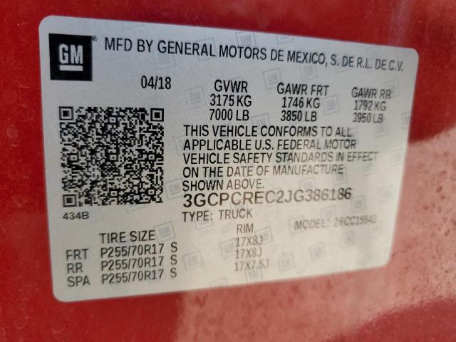 3GCPCREC2JG386186 - 2018 CHEVROLET silverado C1500 LT RED photo 12