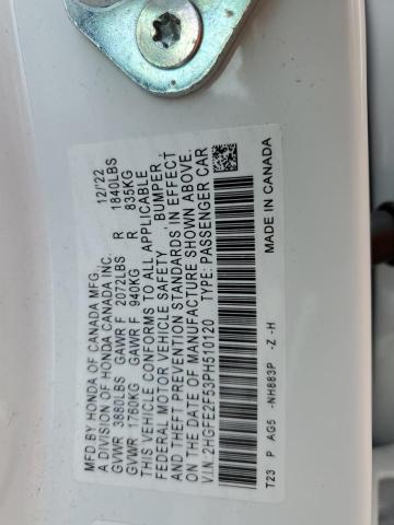 2HGFE2F53PH510120 - 2023 HONDA CIVIC SPORT 白色 照片 13