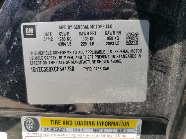 1G1ZC5E0XCF341730 - 2012 CHEVROLET MALIBU 1LT 黑色 照片 12