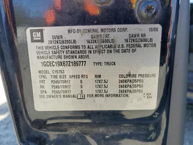1GCEC19X67Z189777 - 2007 CHEVROLET SILVERADO C1500 CLASSIC Qara foto 12