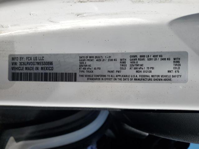 3C6LRVDG7ME530896 - 2021 RAM PROMASTER 2500 HIGH თეთრი ფოტო 14