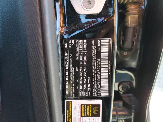4JGDA5HB8FA522374 - 2015 MERCEDES-BENZ ML 350 4MATIC BLACK photo 13