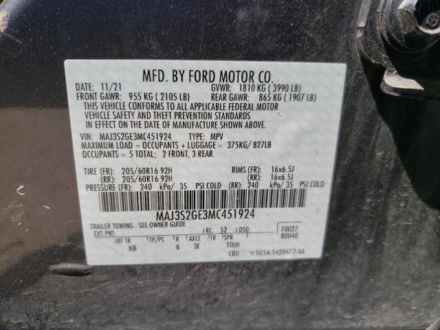 MAJ3S2GE3MC451924 - 2021 FORD ECOSPORT SE 灰色 照片 13