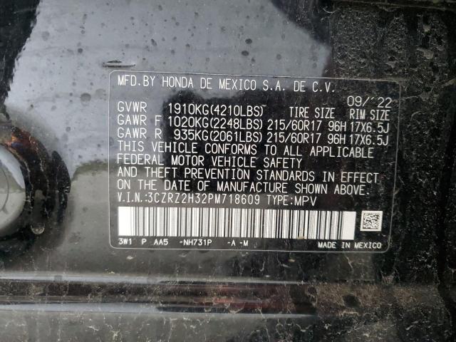 3CZRZ2H32PM718609 - 2023 HONDA HR-V LX BLACK photo 13